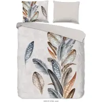 Good Morning Enveloppe de couette "plumes" - Sand - (200x200/220 cm) - Flanelle de coton