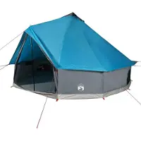 vidaXL Tipi tente familiale 10 personnes bleu imperméable