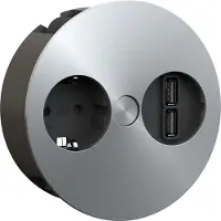 Bachmann TWIST 931.031 aspect inox avec prise de courant de sécurité et double chargeur USB / norme allemande / / Prise de courant