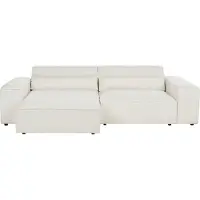 Beliani Canapé D'angle Hellnar Blanc Cassé Bouclé Côté Droit