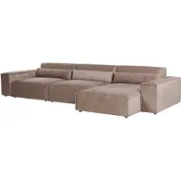 Beliani Canapé D'angle À Gauche Modulable 3 Places En Tissu Marron Hellnar