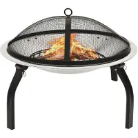 vidaXL 2in1 Plateau de feu et barbecue avec tisonnier 56x56x49 cm Acier inoxydable