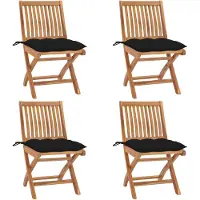 vidaXL Chaises de jardin pliantes avec coussins 4 pcs. Bois massif teck
