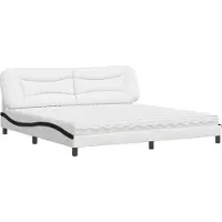 vidaXL Lit avec matelas "Hvar" blanc et noir 200x200 cm simili-cuir