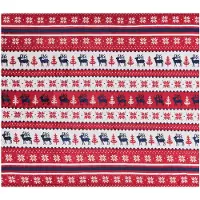 Beliani Plaid Réversible Rouge Et Blanc 200 X 220 Cm Motif Noël Reka