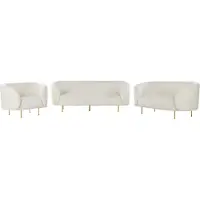 Beliani Ensemble De Canapés 6 Places En Tissu Bouclé Blanc Loen