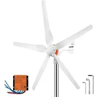 Vevor Générateur Éolienne 12V Kit Générateur Turbine Éolienne 300W 5 Pales Contrôleur MPPT Moteur à Aimant Triphasé 18 A Corps Aluminium Queue Acier Inox 900 tr/min pour Maison Camping-Cars Bateaux