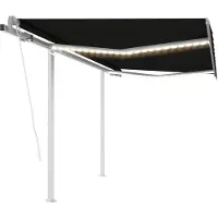 vidaXL Store automatique avec LED & capteur de vent 3x2,5 m Anthracite