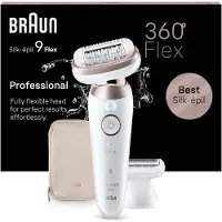 Braun Épilateur Silk-épil 9 Flex - Avec Tête De Rasoir Pour Femmes Et Sabot Tondeuse - Blanc/Rose Titane