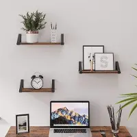 Vasagle Set de 3 tablettes murales Sheldon - brun rustique