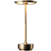Goliving Lampe de table Rechargeable - Sans fil et dimmable - Lampe tactile moderne - Lampe de nuit pour la chambre à coucher - Résistant aux éclaboussures - 27 cm - Or