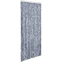 vidaXL Rideau anti-insectes bleu et blanc 90x200 cm chenille