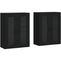 vidaXL Armoires murales 2 pcs noir bois d'ingénierie