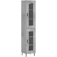 vidaXL Highboard gris béton 34,5x34x180 cm Bois composite