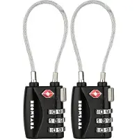 TRVLMORE Serrure de valise - Serrure de voyage TSA - Cadenas à 3 chiffres - 2 pièces - Noir