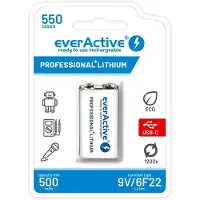 EverActive Batterie rechargeable 6F22/9V Li-Ion 550 mAh avec USB TYPE C