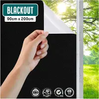 Homewell Tissu occultant 90x200cm - Film pour fenêtre 100% occultant - Anti-éblouissement, isolation et protection solaire - Réutilisable - Statique - Noir/Blanc