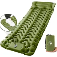 Travelhawk Airbed - Matelas de couchage - Lit de camping - Matelas de couchage - Matelas pneumatique avec pompe intégrée - Matelas de couchage 1 personne - Système de clic - Vert