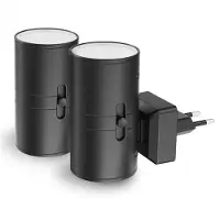 Goliving Night Light Socket - 2 pièces - Plug Lights - 10.7 x 9.3 cm - Adultes - Eclairage supérieur et inférieur - Dimmable - Détecteur Jour et Nuit - Plug Light - Noir