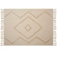 Beliani Couverture Jaunpur Coton 130 X 180 Cm Beige