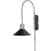 Beliani Lampe murale Noir Argent Acier 1 Lumière Abat-jour cône Moderne Industriel Salon Chambre à coucher