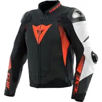 Dainese Super Speed 4 Leather Perf. Noir Matt Blanc Fluo Rouge Blouson Taille 44