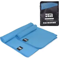 TRVLMORE Set de serviettes de voyage en microfibre - 2 pièces - Large (75 x 150 cm) & Extra Large (90 x 180 cm) - Microfibre - Bleu