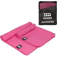 TRVLMORE Set de serviettes de voyage en microfibre - 2 pièces - Large (75 x 150 cm) & Extra Large (90 x 180 cm) - Microfibre - Rose