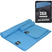 TRVLMORE Set de serviettes de voyage en microfibre - 2 pièces - Petit (40 x 80 cm) & Grand (76 x 150 cm) - Microfibre - Bleu