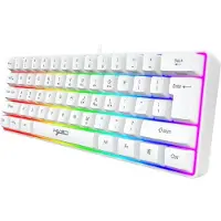 HxSJ Clavier gaming - - Clavier membrane - 61 touches - TKL - Qwerty - Blanc