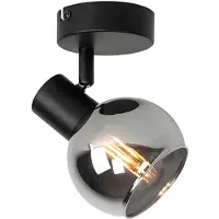 QAZQA Spot de plafond intelligent noir avec verre fumé incluant Wifi P45 - Vidro