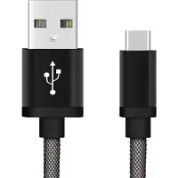 Reekin Chargeur Usb Type-C - 1,0 Mètre (Noir-Filet De Poisson)