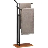 Relaxdays Porte-serviettes sur pied 2 barres