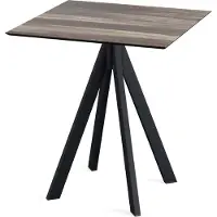 Veba Infinity - Table de terrasse, structure noire et plateau en stratifié imitation bois tropical, 70 x 70 cm, 1 pièce