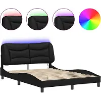 vidaXL Cadre de lit avec LED Noir 140x200 cm Similicuir