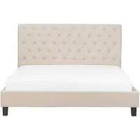 Beliani bed Lit double beige rembourré 180 x 200 cm avec cadre et tête de lit matelassée avec rivets