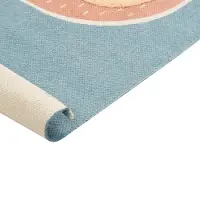Beliani Tapis enfant coton bleu / orange 80 x 150 cm motif paresseux ISAK (150 x 80 cm)