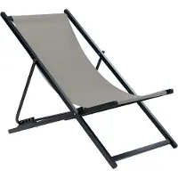 Beliani Chaise de plage pliante gris mailles assise cadre noir chaise longue pour terrasse avec dossier réglable