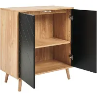 Beliani Commode À 2 Portes Effet Bois Clair Et Noir Bristow