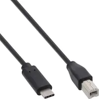 InLine 35761 Câble USB 2.0, type C prise à B prise, noir, 1m