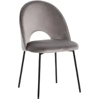 Beliani Lot de 2 chaises de salle à manger, tapissées de velours gris avec pieds noirs, style rétro glamour