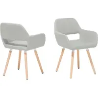 Beliani Jeu de 2 chaises gris rembourrées pieds en bois salon salle à manger rétro style transitionnel