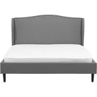 Beliani lit gris Upholstered with frame 180 x 200 cm with headboard