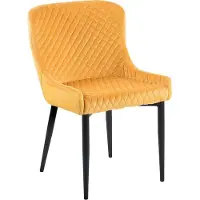 Beliani Jeu de 2 chaises jaunes rembourrées avec pieds en métal noir pour salle à manger rétro glamour