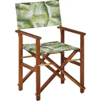 Beliani Lot de 2 chaises de jardin et 2 tissus de remplacement Bois d'acacia foncé avec motif de feuilles blanches / tropicales Cine Lumarko