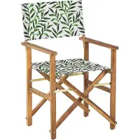 Beliani Lot de 2 chaises de jardin en bois d'acacia clair housse en tissu gris housse de remplacement avec motif de feuilles chaise pliante