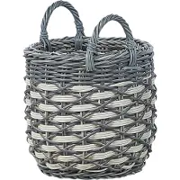 Beliani Lot De 3 Pots De Fleurs Gefira Polyrotin Gris