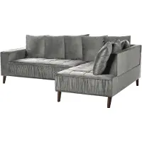 Beliani Canapé D'angle Grena Gris Clair Velours Côté Gauche