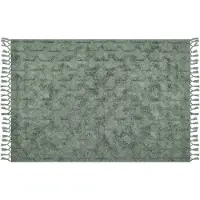 Beliani Tapis coton vert 140 x 200 cm motifs géométriques tapis court KARS (140 x 200 cm)