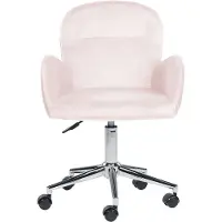 Beliani Chaise de bureau en velours rose clair avec accoudoirs latéraux réglable en hauteur